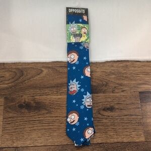 Mens Rick and Morty royal blue character print tie